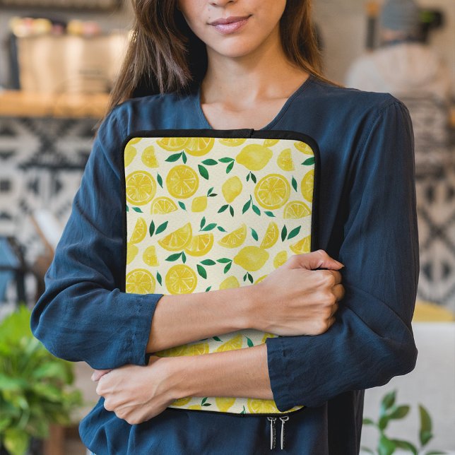 Housse Pour Ordinateur Portable citrons d'aquarelle - jaune et vert (Créateur téléchargé)