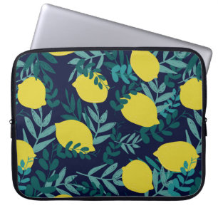 Housse Pour Ordinateur Portable Citrons et motifs feuille