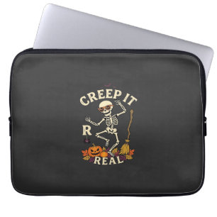 Housse Pour Ordinateur Portable Citrouille Balai de squelette dansant Creep It Rea