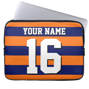 Housse Pour Ordinateur Portable Citrouille Orange Navy Blue Team Jersey Preppy Str