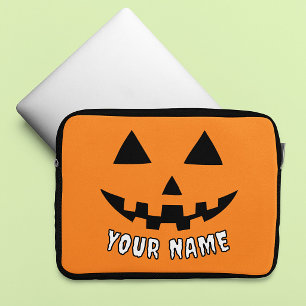 Housse Pour Ordinateur Portable Citrouille orange personnalisée Halloween Votre no