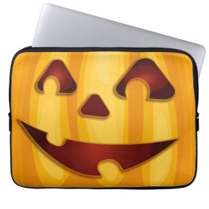 Housse Pour Ordinateur Portable Citrouille sculpté souriant design Halloween
