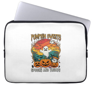 Housse Pour Ordinateur Portable Citrouille Sucreries Effraie Traitements Halloween