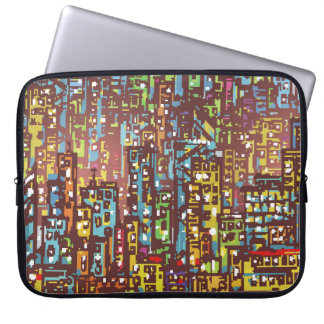 Housse Pour Ordinateur Portable Cityscape dessin à la main illustrations art, rue,
