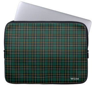 Housse Pour Ordinateur Portable Clan MacAlpine Tartan vert foncé Plaid Monogrammé