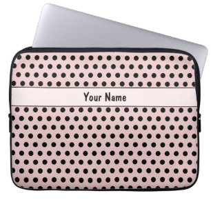 Housse Pour Ordinateur Portable Classic Chic Cute Nom Pois Rose & Noir