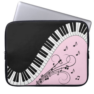 Housse Pour Ordinateur Portable Clavier de piano noir et blanc Design de musique r