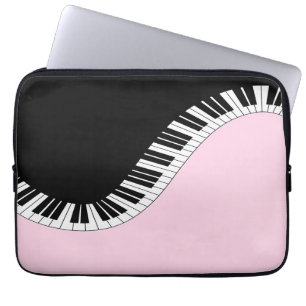 Housse Pour Ordinateur Portable Clavier de piano noir et blanc Design de musique r
