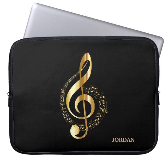 Housse Pour Ordinateur Portable Clavier Or Et Clé Arbre (Devant)