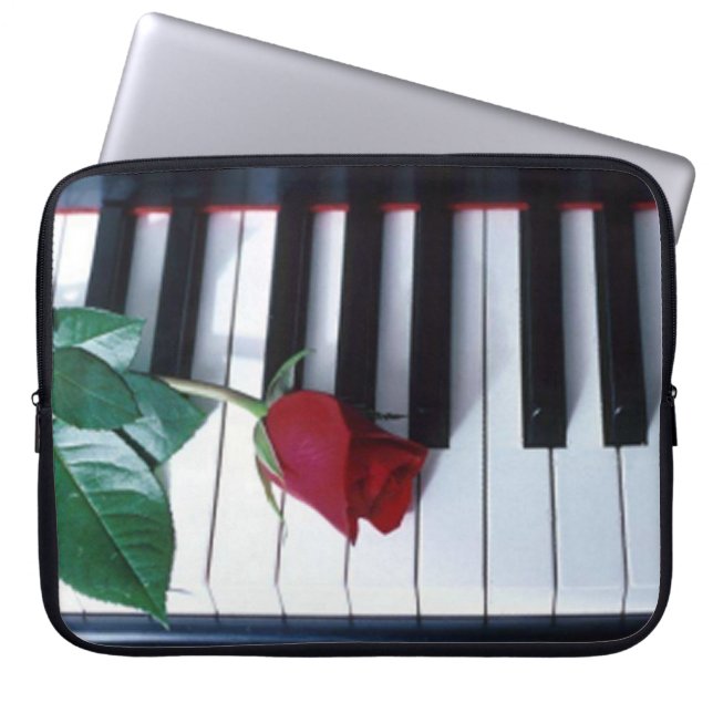 Housse Pour Ordinateur Portable Clavier Rose Piano Motif Portable (Devant)