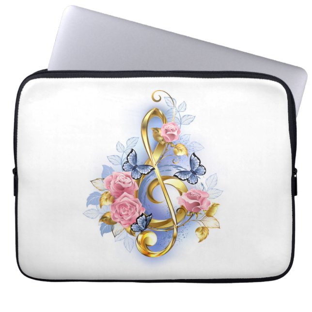 Housse Pour Ordinateur Portable Clé de fer avec roses roses roses (Devant)