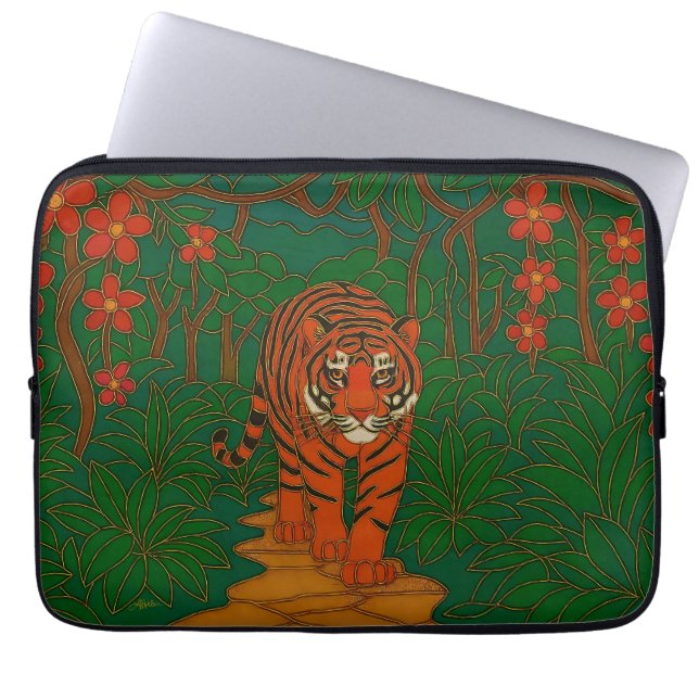 Housse Pour Ordinateur Portable Cloisonne Art Tiger on the Jungle Path (Devant)