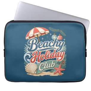 Housse Pour Ordinateur Portable Club de vacances balnéaire Noël rétro sur la côte