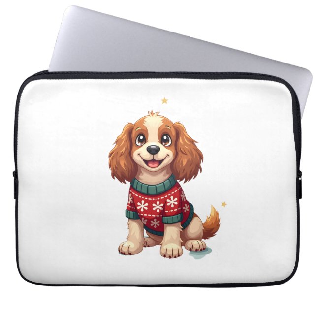 Housse Pour Ordinateur Portable Cocker Spaniel Snowflake chien brillant (Devant)