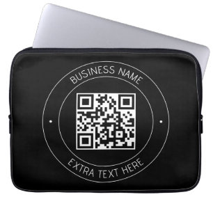 Housse Pour Ordinateur Portable Code QR et texte modifiable   Noir et blanc
