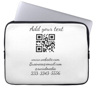 Housse Pour Ordinateur Portable code QR personnalisé simple ajouter votre nom text