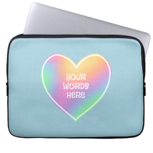 Housse Pour Ordinateur Portable Coeur arc-en-ciel personnalisé bleu