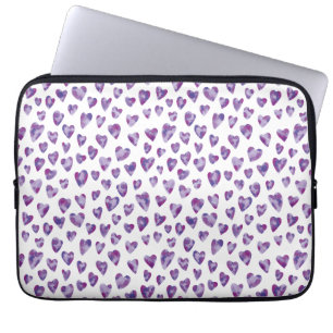 Housse Pour Ordinateur Portable Coeur d'aquarelle pourpre