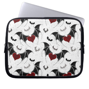 Housse Pour Ordinateur Portable Coeur d'Halloween avec ailes de chauve-souris noir