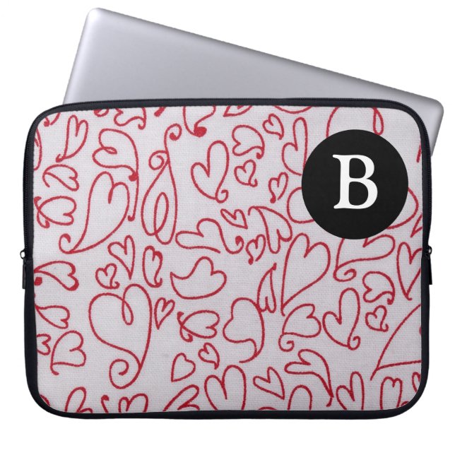 Housse Pour Ordinateur Portable Coeur monogramme (Devant)