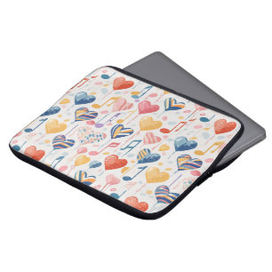 Housse Pour Ordinateur Portable Coeurs de musique manche électronique