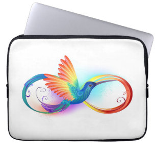 Housse Pour Ordinateur Portable Colibri arc-en-ciel avec symbole Infinity