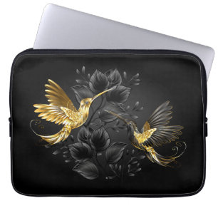 Housse Pour Ordinateur Portable Colibri noir et or