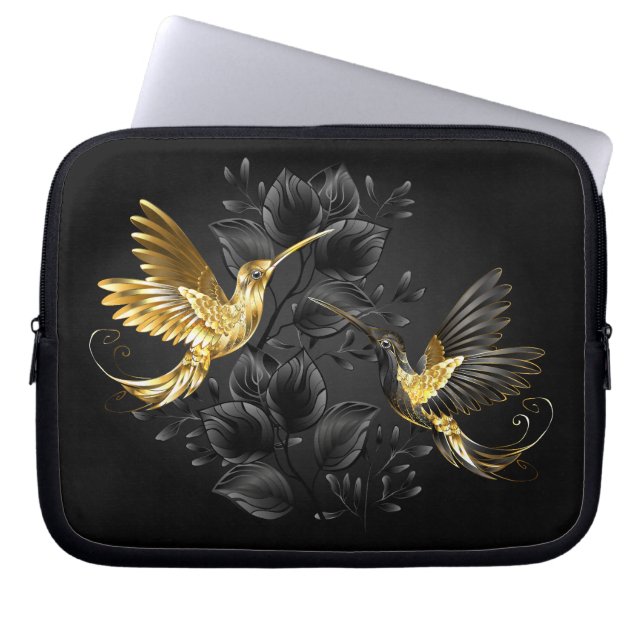 Housse Pour Ordinateur Portable Colibri noir et or (Devant)