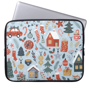 Housse Pour Ordinateur Portable Collection de Noël d'éléments décoratifs d'hiver