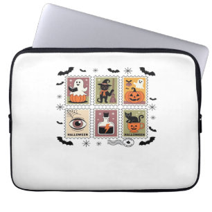 Housse Pour Ordinateur Portable Collection de timbres de chat Halloween vintage T-