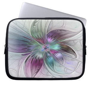 Housse Pour Ordinateur Portable Colorful Abstract Flower Modern Floral Fractal Art