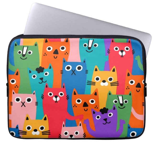 Housse Pour Ordinateur Portable Colorful cats (Devant)