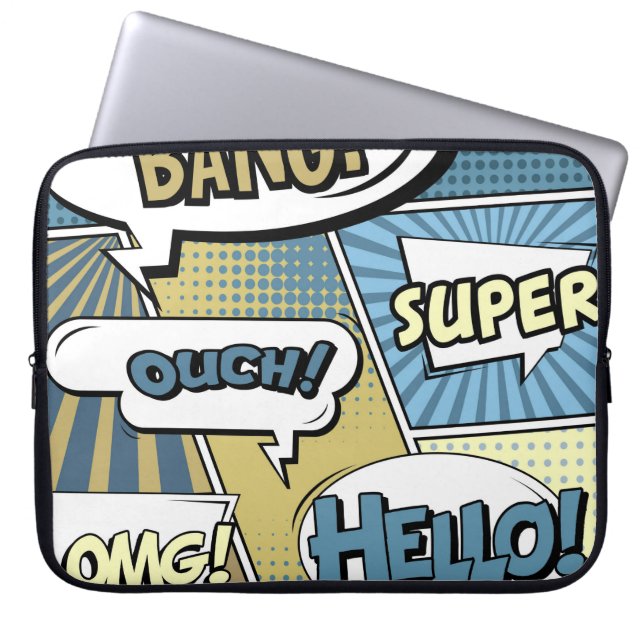 Housse Pour Ordinateur Portable concept créatif Abstrait comic pop art style blan (Devant)