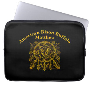 Housse Pour Ordinateur Portable Conception de bison avec des plumes et des motifs