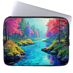 Housse Pour Ordinateur Portable Conception de chemin forestier mystique et rêveur