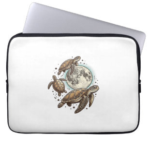 Housse Pour Ordinateur Portable Conception de chemise de gravure de tortue de mer 