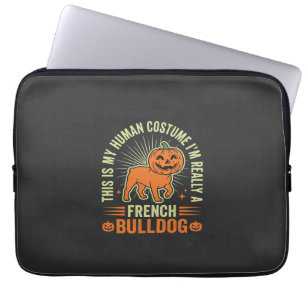 Housse Pour Ordinateur Portable Conception de costume humain drôle de bouledogue f