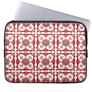 Housse Pour Ordinateur Portable Conception de flocon de neige rouge complexe