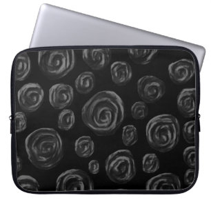 Housse Pour Ordinateur Portable Conception de motif de rose de noir