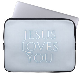 Housse Pour Ordinateur Portable Conception de typographie chrétienne Jésus aime