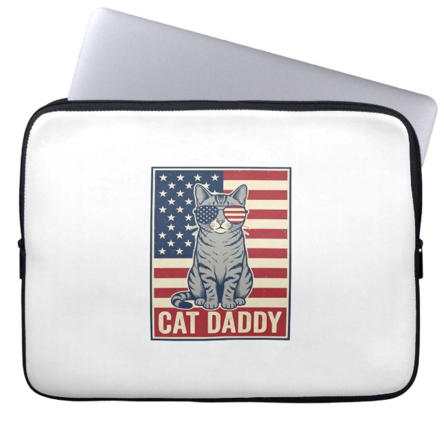 Housse Pour Ordinateur Portable Conception de vecteur de chat patriotique Cat Dadd (Devant)
