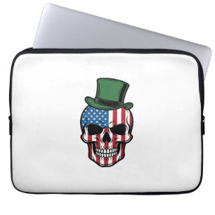Housse Pour Ordinateur Portable Conception de vecteur de drapeau de crâne de trèfl