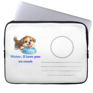Housse Pour Ordinateur Portable Conception d'hydratation de chiot heureux