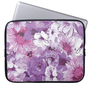 Housse Pour Ordinateur Portable Conception florale élégante abstraite de pourpre