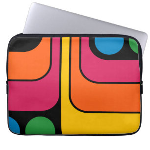 Housse Pour Ordinateur Portable Conception géométrique de style rétro des années 1