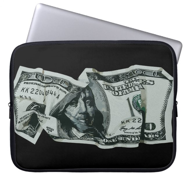 Housse Pour Ordinateur Portable Conception moderne d'un billet de 100 $ froissé (Devant)