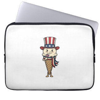 Housse Pour Ordinateur Portable Cône de glace patriotique Dessin de gravure vintag