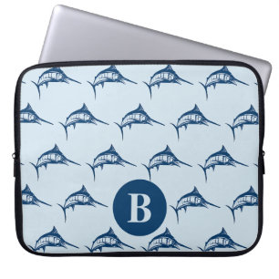 Housse Pour Ordinateur Portable Cool Blue Swordfish Motif Monogramme