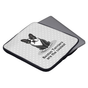 Housse Pour Ordinateur Portable Cool Boston Terrier avec lunettes de soleil (noir)
