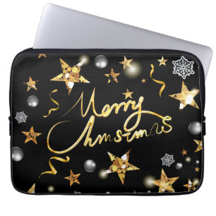 Housse Pour Ordinateur Portable Cool Gold Black Metallic Low-key Luxury Xmas